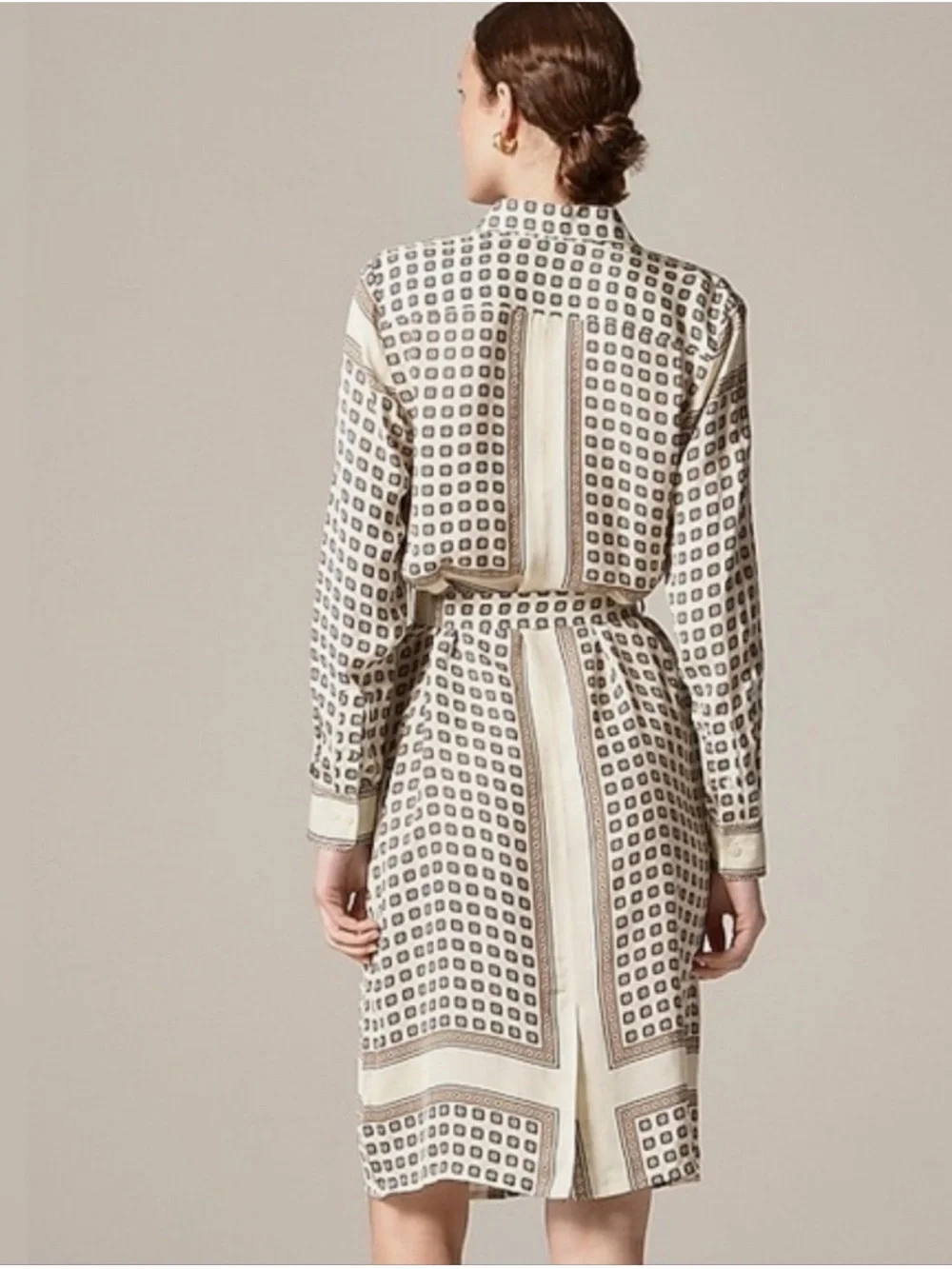 NEW J. Crew Tie-waist shirt-dress in foulard print size 0 CN920